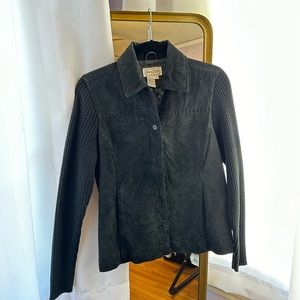 Vintage Black Suede Leather Jacket, Size Small